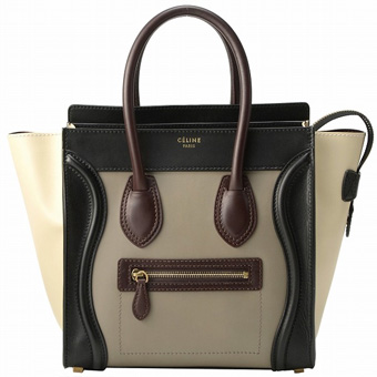 CELINE セリーヌ バッグ コピー ハンドバッグ 16779 3KBA 10DC ボックス型 グレー（金具：ゴールド）